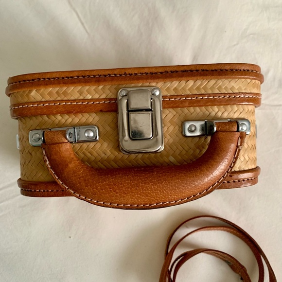 Bamboo Matting & Leather Trim Bag - Picture 2 of 7